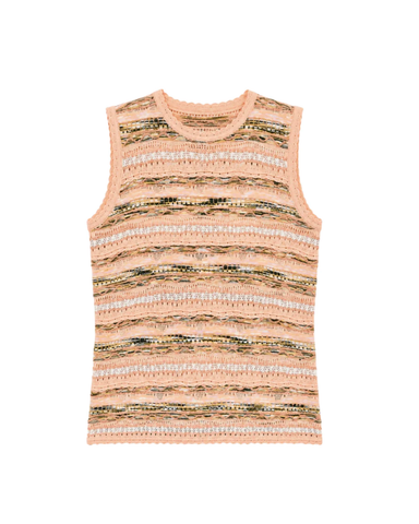 Alisa Ribbon Knit Sleeveless Top In Hibiscus