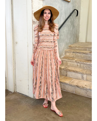 Clio Ribbon Knit Midi Skirt In Hibiscus