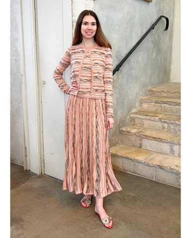 Clio Ribbon Knit Midi Skirt In Hibiscus