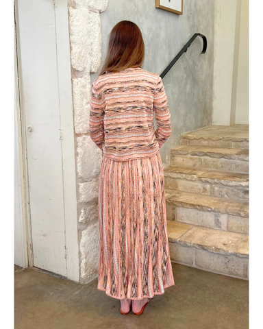 Clio Ribbon Knit Midi Skirt In Hibiscus
