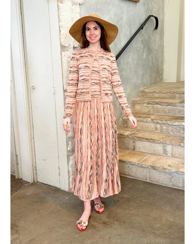 Clio Ribbon Knit Midi Skirt In Hibiscus