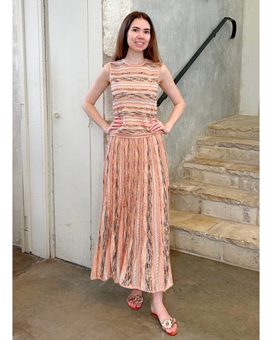 Clio Ribbon Knit Midi Skirt In Hibiscus