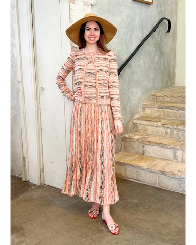 Clio Ribbon Knit Midi Skirt In Hibiscus