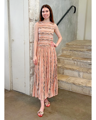 Clio Ribbon Knit Midi Skirt In Hibiscus