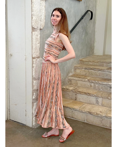 Clio Ribbon Knit Midi Skirt In Hibiscus