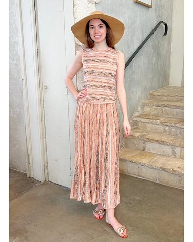 Clio Ribbon Knit Midi Skirt In Hibiscus