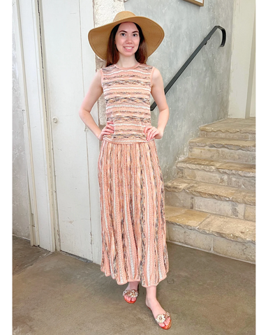 Clio Ribbon Knit Midi Skirt In Hibiscus
