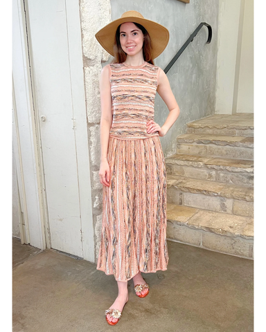 Clio Ribbon Knit Midi Skirt In Hibiscus