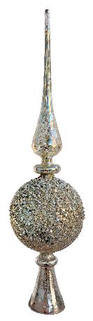 Beaded + Painted Glass Tree Topper in Antique Champagne