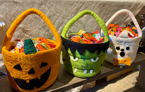 Jack O'Lantern Felt Halloween Bucket