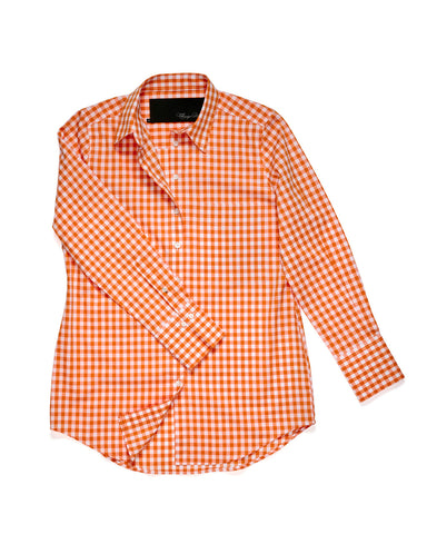 The 4.0 Checkered Long Sleeve Shirt in Seville Orange