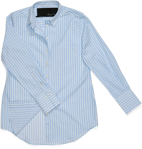 The Mod Long Sleeve Striped Shirt in Halo Blue
