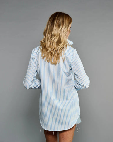 The Mod Long Sleeve Striped Shirt in Halo Blue