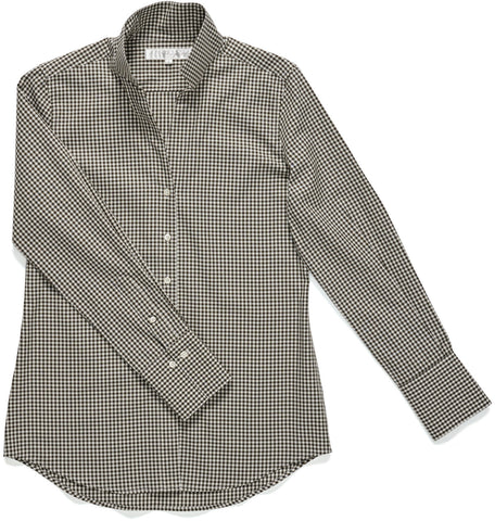 The League Micro-Check Long Sleeve Shirt in Forest Green