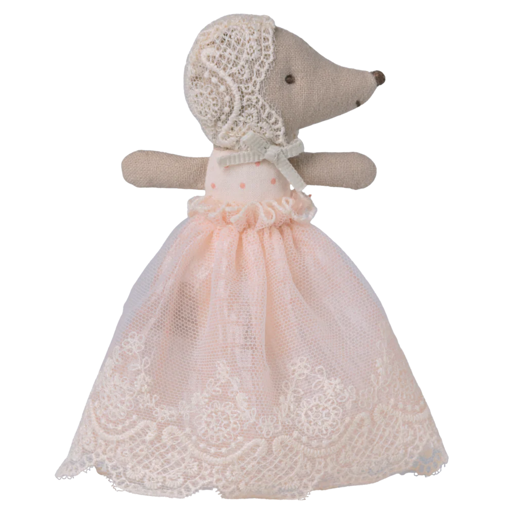 Baby Mouse In Christening Gown In Powder