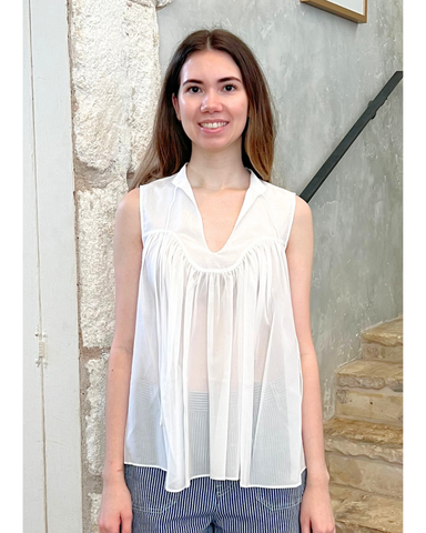 Chase Sleeveless Yoked Top In Marshmallow