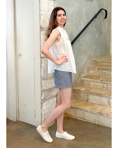 Chase Sleeveless Yoked Top In Marshmallow