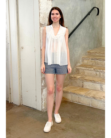 Chase Sleeveless Yoked Top In Marshmallow