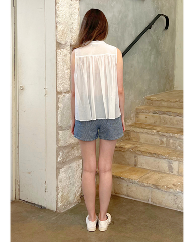 Chase Sleeveless Yoked Top In Marshmallow