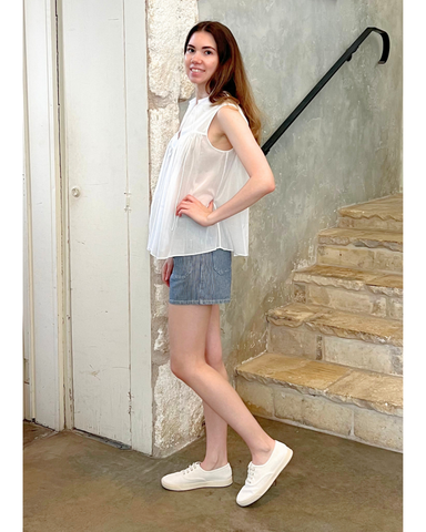 Chase Sleeveless Yoked Top In Marshmallow