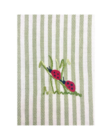 Climbing Ladybugs Melograno Stripe Kitchen Towel in Apple