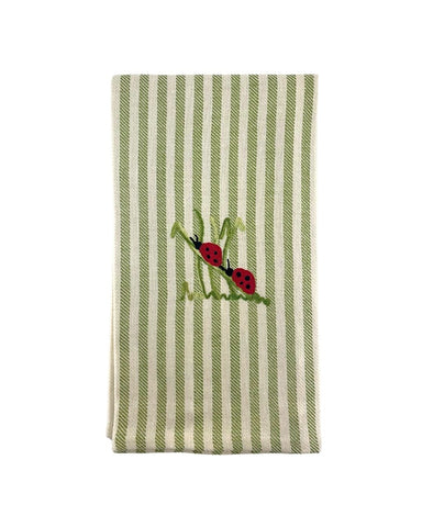 Climbing Ladybugs Melograno Stripe Kitchen Towel in Apple