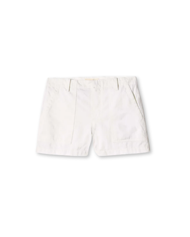 Cotton Herringbone Utility Short in Vintage Cream