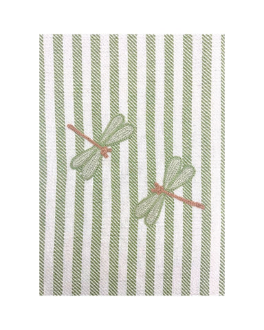 Dragonfly Melograno Stripe Kitchen Towel in Apple