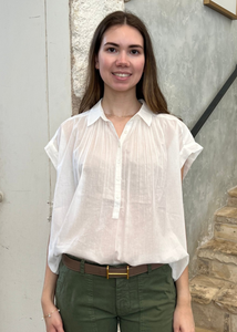 Normandy Short Sleeve Blouse in Ivory