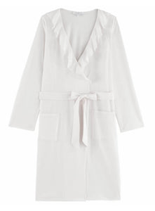 Mirage Ruffled Robe in Blanc