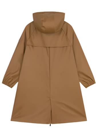 Essential Hooded Raincoat in Camel + Blue - Colored Interior