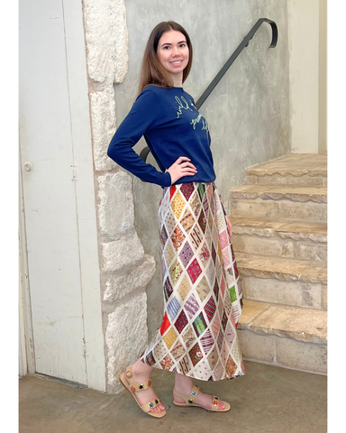 Emerson Diamond Print Silk Wrap Skirt