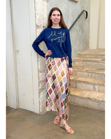 Emerson Diamond Print Silk Wrap Skirt