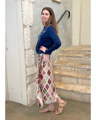 Emerson Diamond Print Silk Wrap Skirt