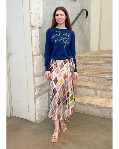 Emerson Diamond Print Silk Wrap Skirt