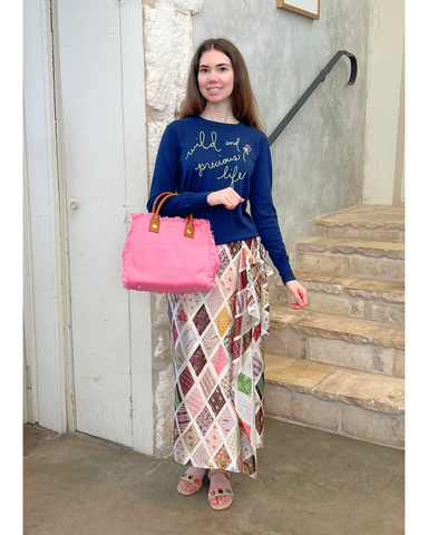 Emerson Diamond Print Silk Wrap Skirt