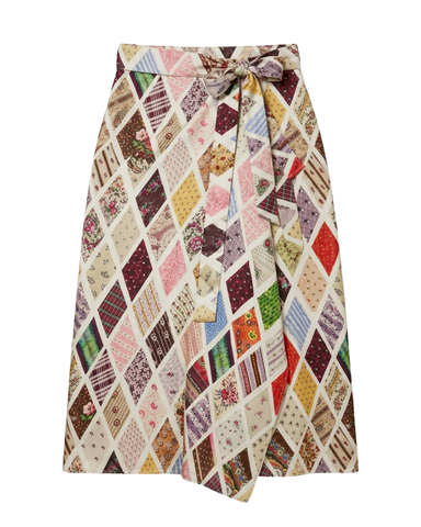 Emerson Diamond Print Silk Wrap Skirt