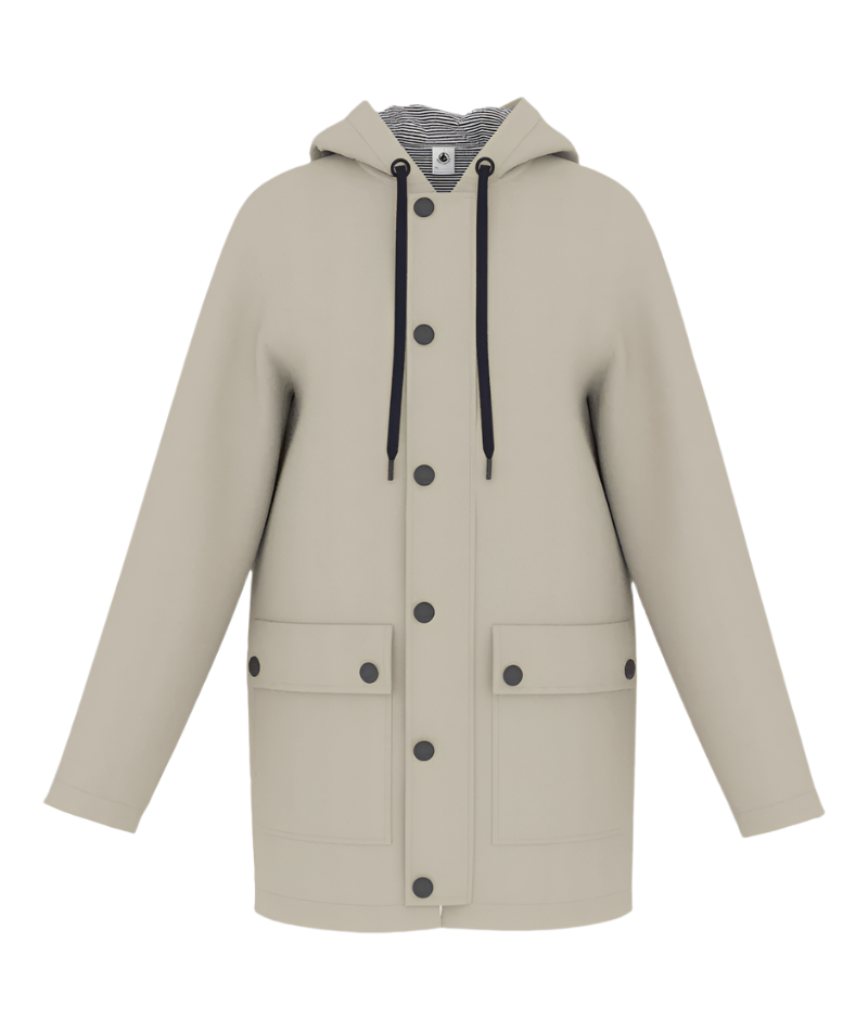 Hooded Rain Jacket in Light Grey