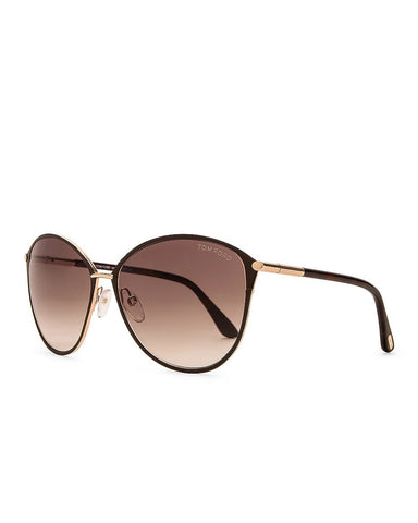 Penelope Metal Sunglasses in Brown Rose Gold + Brown Gradient