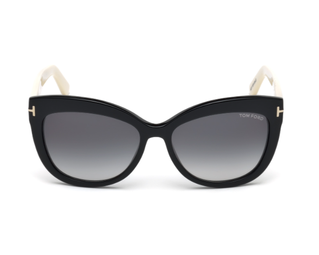 Alistair Square Cat Eye Acetate Sunglasses in Black and Ivory + Smoke Gradient