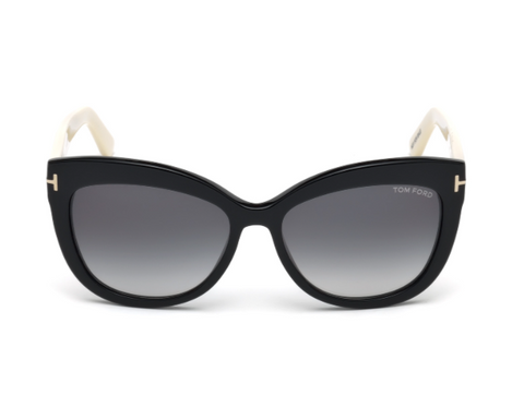 Alistair Square Cat Eye Acetate Sunglasses in Black and Ivory + Smoke Gradient