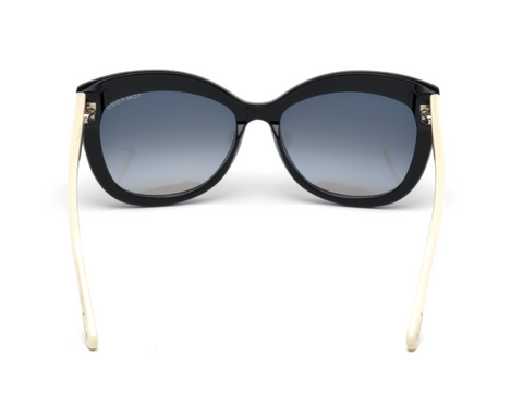 Alistair Square Cat Eye Acetate Sunglasses in Black and Ivory + Smoke Gradient