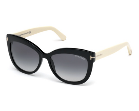 Alistair Square Cat Eye Acetate Sunglasses in Black and Ivory + Smoke Gradient