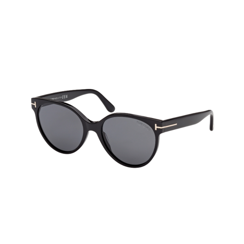 Tallulah Acetate Sunglasses In Shiny Black + Smoke Polarized Gradient