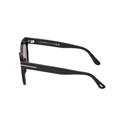 Tallulah Acetate Sunglasses In Shiny Black + Smoke Polarized Gradient