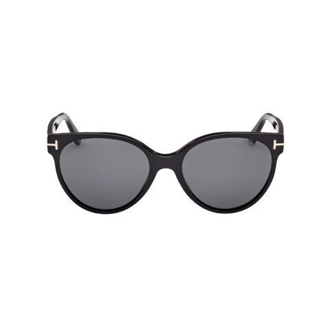 Tallulah Acetate Sunglasses In Shiny Black + Smoke Polarized Gradient