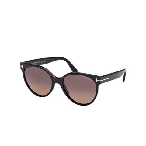 Tallulah Acetate Sunglasses In Shiny Black + Bordeaux Gradient