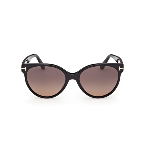 Tallulah Acetate Sunglasses In Shiny Black + Bordeaux Gradient
