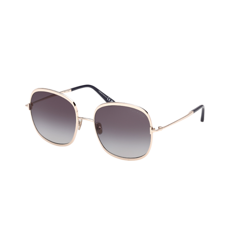 Sophia Metal Sunglasses In Shiny Rose Gold + Smoke Gradient
