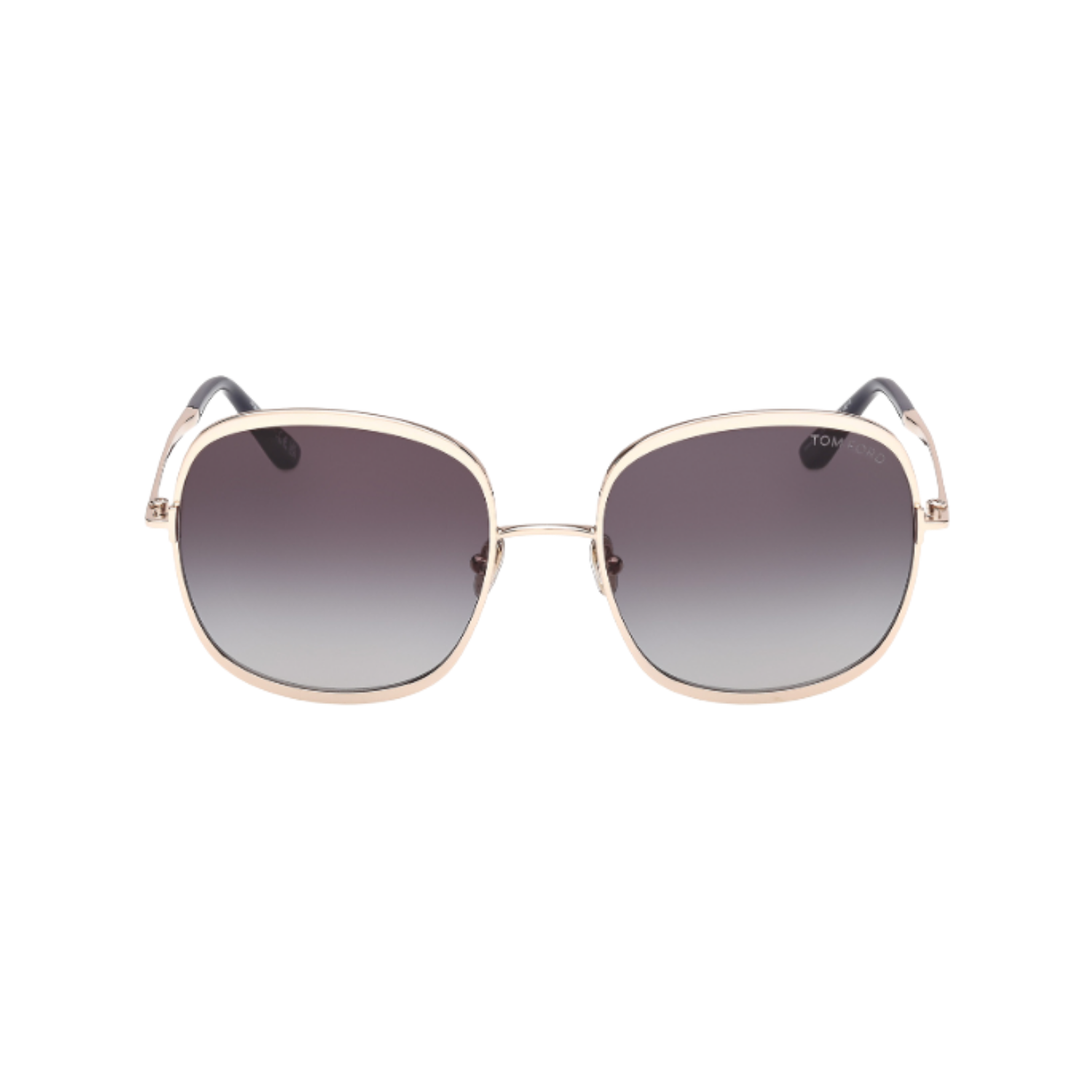 Sophia Metal Sunglasses In Shiny Rose Gold + Smoke Gradient